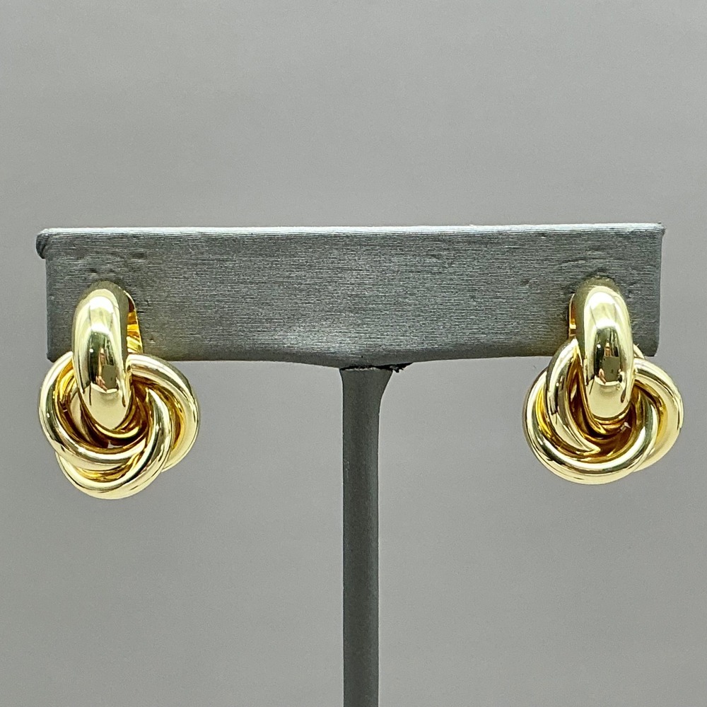 Love Knot Stud Earrings Women Gold Tone Polished Interlocking Statement Jewelry